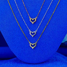 Load image into Gallery viewer, 14k Gold Genuine Diamond Open Heart Necklace Pendant with Adjustable Chain in White Yellow or Rose Gold for Women or Girls