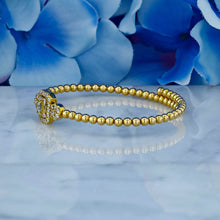 Load image into Gallery viewer, 18k Beaded Diamond Cuff Art Deco Bangle Genuine Diamond Round and Square Shape Center for Women in White Yellow Rose Gold