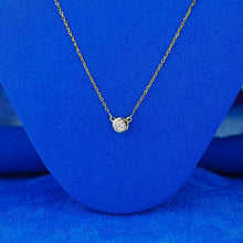 Load image into Gallery viewer, 14k Solid Gold Natural Diamond Bezel Pendant Necklace w/ Chain | Minimalist Jewelry for Women
