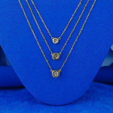 Load image into Gallery viewer, 14k Solid Gold Natural Diamond Bezel Pendant Necklace w/ Chain | Minimalist Jewelry for Women