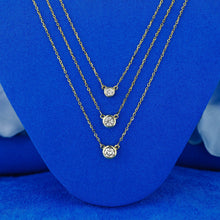 Load image into Gallery viewer, 14k Solid Gold Natural Diamond Bezel Pendant Necklace w/ Chain | Minimalist Jewelry for Women