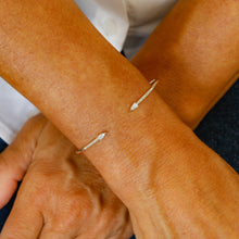 Load image into Gallery viewer, 14k Solid Gold Genuine Natural Diamond Thin Stackable Bangle Cuff with High Quality Diamonds for Women in White, Yellow or Rose Gold