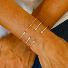 Load image into Gallery viewer, 14k Solid Gold Genuine Natural Diamond Thin Stackable Bangle Cuff with High Quality Diamonds for Women in White, Yellow or Rose Gold