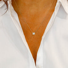 Load image into Gallery viewer, 14k Solid Gold Genuine Natural Diamond Emerald Cut Solitaire Look Bezel Set Pendant Necklace for Women