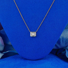 Load image into Gallery viewer, 14k Solid Gold Genuine Natural Diamond Emerald Cut Solitaire Look Bezel Set Pendant Necklace for Women