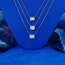 Load image into Gallery viewer, 14k Solid Gold Genuine Natural Diamond Emerald Cut Solitaire Look Bezel Set Pendant Necklace for Women