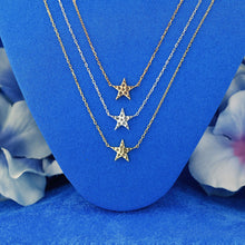 Load image into Gallery viewer, 18k Solid Gold Genuine Natural Diamond Star Layering Necklace w/ Adjustable Drawstring Chain