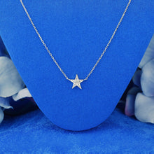 Load image into Gallery viewer, 18k Solid Gold Genuine Natural Diamond Star Layering Necklace w/ Adjustable Drawstring Chain
