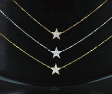 Load image into Gallery viewer, 18k Solid Gold Genuine Natural Diamond Star Layering Necklace w/ Adjustable Drawstring Chain