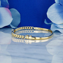 Load image into Gallery viewer, 14k Solid Gold Natural Diamond Baguette and Round Diamond Emerald Cut Look Cuban Link Statement Bangle for Women White Yellow Rose Gold