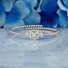 Load image into Gallery viewer, 18k Beaded Diamond Cuff Art Deco Bangle Genuine Diamond Round and Square Shape Center for Women in White Yellow Rose Gold