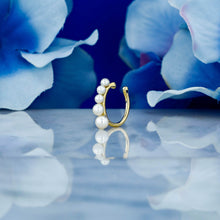 Load image into Gallery viewer, Single (Half Pair) 14k Gold Genuine Pearl Graduated Non-Pierced Ear Cuff in White Yellow or Rose Gold for Women or Girls