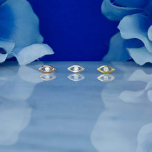 Load image into Gallery viewer, Single (Half Pair) 14k Solid Gold Natural Diamond Small Evil Eye Stud Earring