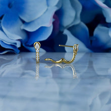 Load image into Gallery viewer, Pair of 14k Solid Gold Natural Diamond Huggy Leverback Earrings with Pear Shape