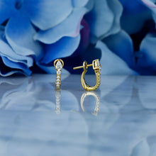 Load image into Gallery viewer, Pair of 14k Solid Gold Natural Diamond Huggy Leverback Earrings with Pear Shape