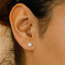 Load image into Gallery viewer, 14k Gold and Genuine Diamond Cluster Stud Earrings for Women with High Quality Diamonds