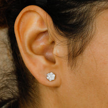 Load image into Gallery viewer, 14k Gold and Genuine Diamond Cluster Stud Earrings for Women with High Quality Diamonds