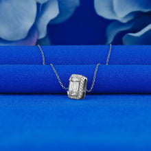 Load image into Gallery viewer, 14k Solid White Gold Genuine Natural Diamond Baguette Pendant Necklace with Adjustable Chain for Women