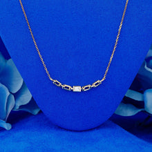 Load image into Gallery viewer, 14k Solid Gold Natural Baguette Diamond Curved Link Design Necklace