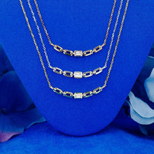 Load image into Gallery viewer, 14k Solid Gold Natural Baguette Diamond Curved Link Design Necklace