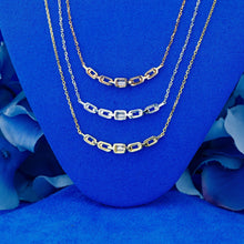 Load image into Gallery viewer, 14k Solid Gold Natural Baguette Diamond Curved Link Design Necklace