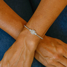 Load image into Gallery viewer, 18k Beaded Diamond Cuff Art Deco Bangle Genuine Diamond Round and Square Shape Center for Women in White Yellow Rose Gold