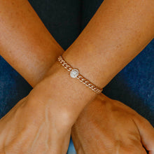 Load image into Gallery viewer, 18k Solid Gold Genuine Natural Diamond Heavyweight Cuban Link Chain Baguette Heart Oval Square Bracelet for Women White Yellow Rose