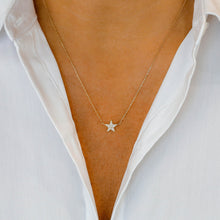 Load image into Gallery viewer, 18k Solid Gold Genuine Natural Diamond Star Layering Necklace w/ Adjustable Drawstring Chain