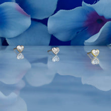 Load image into Gallery viewer, Single (Half Pair) 18k Solid Gold Genuine Natural Bezel Set Heart Shaped Diamond Stud Earrings