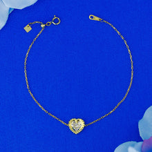 Load image into Gallery viewer, 18k Solid Gold Genuine Natural Diamond Pave Heart with Rope Frame Stacking Bracelet
