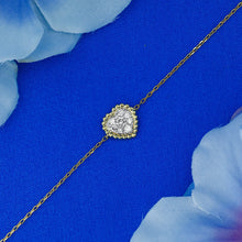 Load image into Gallery viewer, 18k Solid Gold Genuine Natural Diamond Pave Heart with Rope Frame Stacking Bracelet