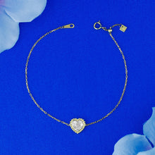 Load image into Gallery viewer, 18k Solid Gold Genuine Natural Diamond Pave Heart with Rope Frame Stacking Bracelet