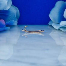Load image into Gallery viewer, Single (Half Pair) 14k Gold and Genuine Diamond Microset Curved Bar Ear Climber for Women in White, Yellow or Rose Gold 1 Inch Length