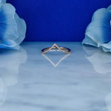 Load image into Gallery viewer, 14k Gold and Genuine Diamond Chevron "V" Shaped Stackable Ring w/ High Quality Diamonds in White, Yellow or Rose Gold for Women