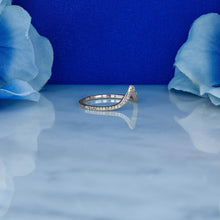 Load image into Gallery viewer, 14k Gold and Genuine Diamond Chevron "V" Shaped Stackable Ring w/ High Quality Diamonds in White, Yellow or Rose Gold for Women