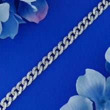 Load image into Gallery viewer, 14k Solid Gold Genuine Natural Diamond HEAVYWEIGHT Cuban Curb Link Reversible Chain Bracelet Unisex Men and Women White Yellow Rose