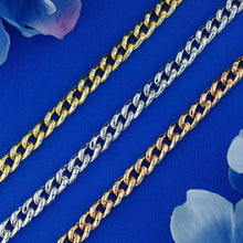 Load image into Gallery viewer, 14k Solid Gold Genuine Natural Diamond HEAVYWEIGHT Cuban Curb Link Reversible Chain Bracelet Unisex Men and Women White Yellow Rose