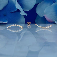 Load image into Gallery viewer, Single (Half Pair) 14k Solid Gold Genuine Natural Diamond Curved Crescent Bar Ear Climber Crawler Earring High Quality 3/4" Length