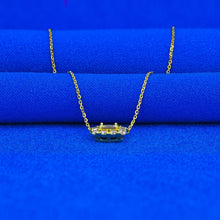 Load image into Gallery viewer, 18k Solid Gold Genuine Natural Emerald Cut Diamond with Halo Necklace for Women with Adjustable Drawstring Chain