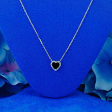 Load image into Gallery viewer, 14k Gold Genuine Diamond Heart w/ Turquoise Black Onyx White Agate Stacking Choker Necklace for Women  Girls Adjustable Length Chain