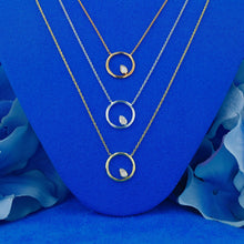 Load image into Gallery viewer, 14K Gold Necklace Genuine Diamond Round Shape Pendant on Chain Adjustable Chain Length for Women Yellow White Rose