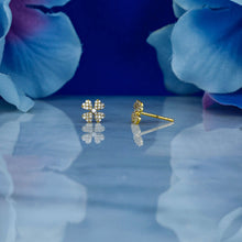 Load image into Gallery viewer, Pair of 18k Solid Gold Genuine Natural Diamond Heart Clover Shape Stud Earring