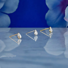 Load image into Gallery viewer, Single (Half Pair) 18k Solid Gold Genuine Natural Pear Shaped Diamond Low Profile Stud Earrings