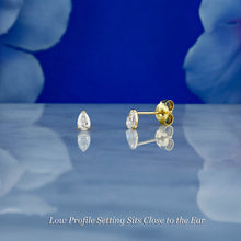 Load image into Gallery viewer, Single (Half Pair) 18k Solid Gold Genuine Natural Pear Shaped Diamond Low Profile Stud Earrings
