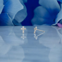Load image into Gallery viewer, Single (Half Pair) 18k Solid Gold Genuine Natural Small Diamond Cross Stud Earring