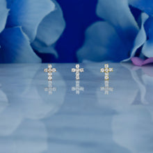 Load image into Gallery viewer, Single (Half Pair) 18k Solid Gold Genuine Natural Small Diamond Cross Stud Earring