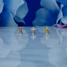 Load image into Gallery viewer, Single (Half Pair) 18k Solid Gold Genuine Natural Small Diamond Cross Stud Earring