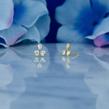 Load image into Gallery viewer, Single (Half Pair) 18k Solid Gold Genuine Natural Diamond  Heart and Pear Shape Stud Earring