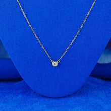 Load image into Gallery viewer, 14k Solid Gold Natural Diamond Bezel Pendant Necklace w/ Chain | Minimalist Jewelry for Women