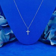 Load image into Gallery viewer, 14k Solid Gold Small Natural Diamond Cross Pendant Necklace .10ct W/ Chain | Minimalist Diamond Cross | Diamond Religious Christian Jewelry